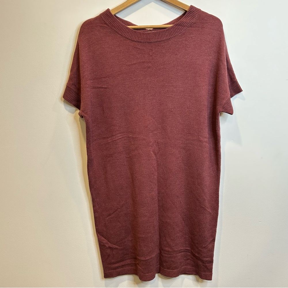 Eliane Rose Short Sleeve Mini Sweater Dress Tie Detail Wool Cashmere Blend